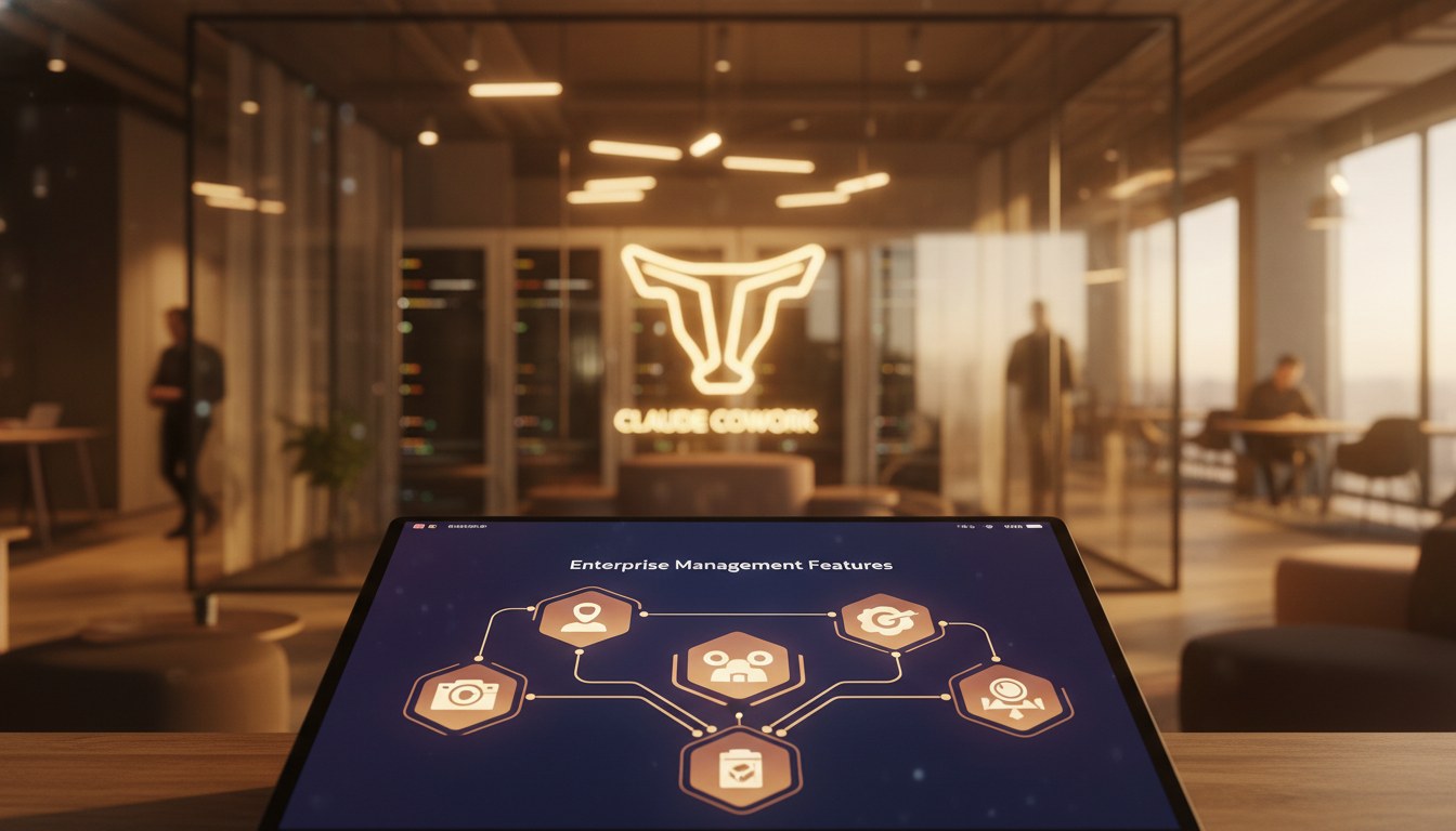 Enterprise dashboard showing Claude Cowork analytics and role controls across team members