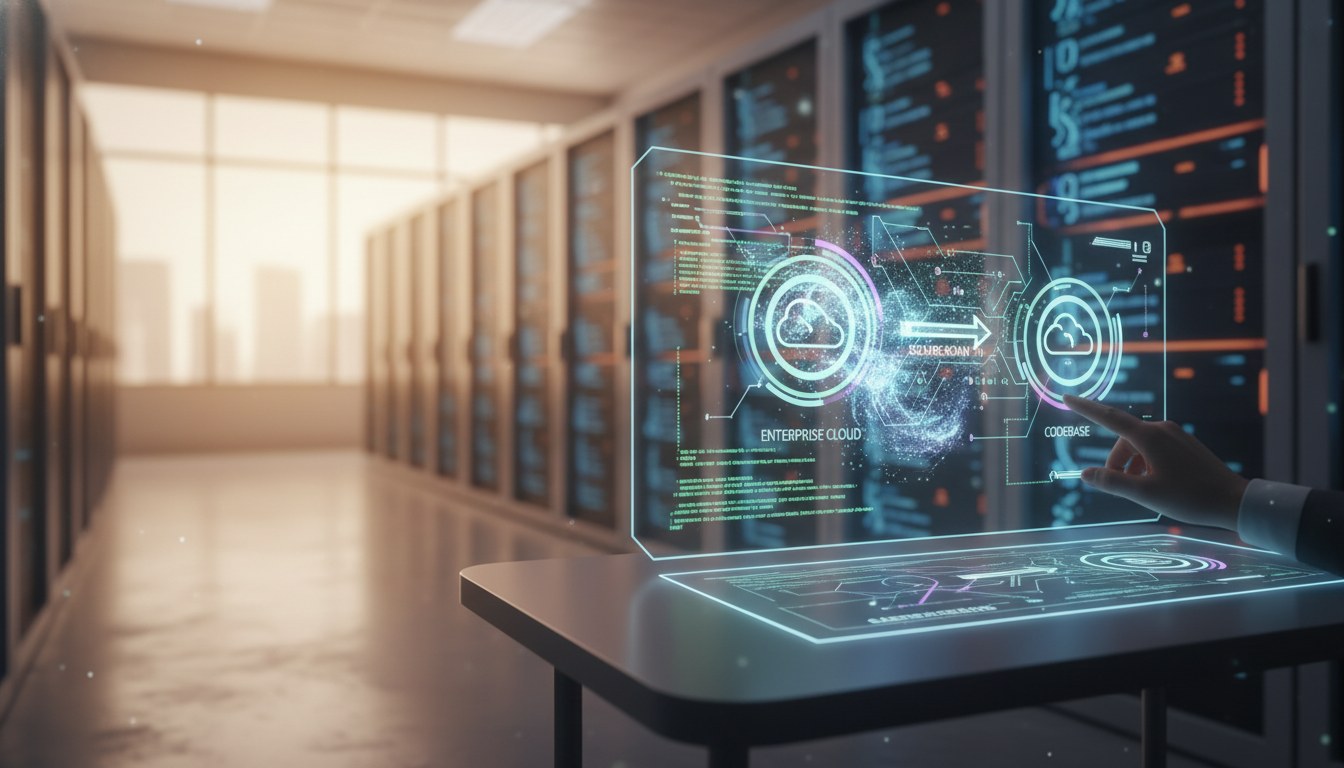 Security operations center monitor displaying AI-powered codebase vulnerability analysis results